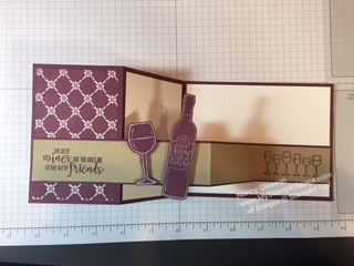 Double Z fold card by Nancy Gleason My Stampin Space featuring the "Half Full" wine themed stamp set