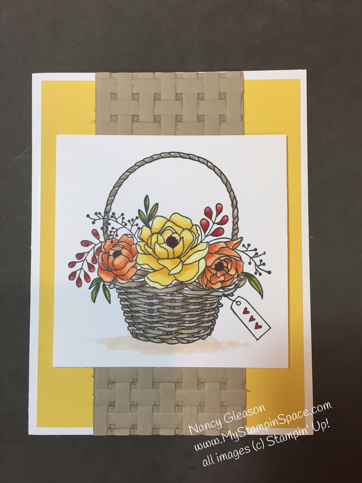 Blossoming Basket stamp set colored with Stampin' Blends