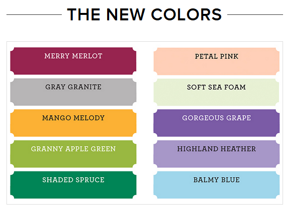 Newly added colors to the Stampin' UP! Color Collection