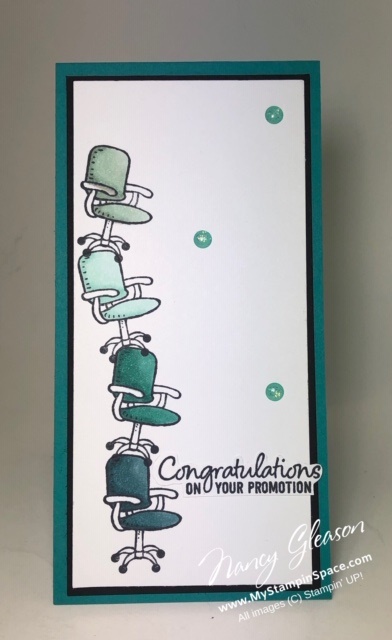 All Stacked Up for a Promotion -a tall and skinny card by Nancy Gleason for the Paper Players Challenge #460