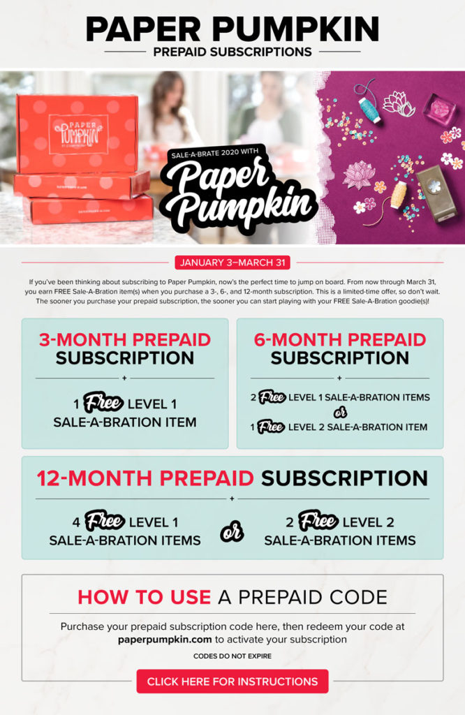 Shop Prepaid Paper Pumpkin Subscriptions to earn FREE Sale-A-Bration items