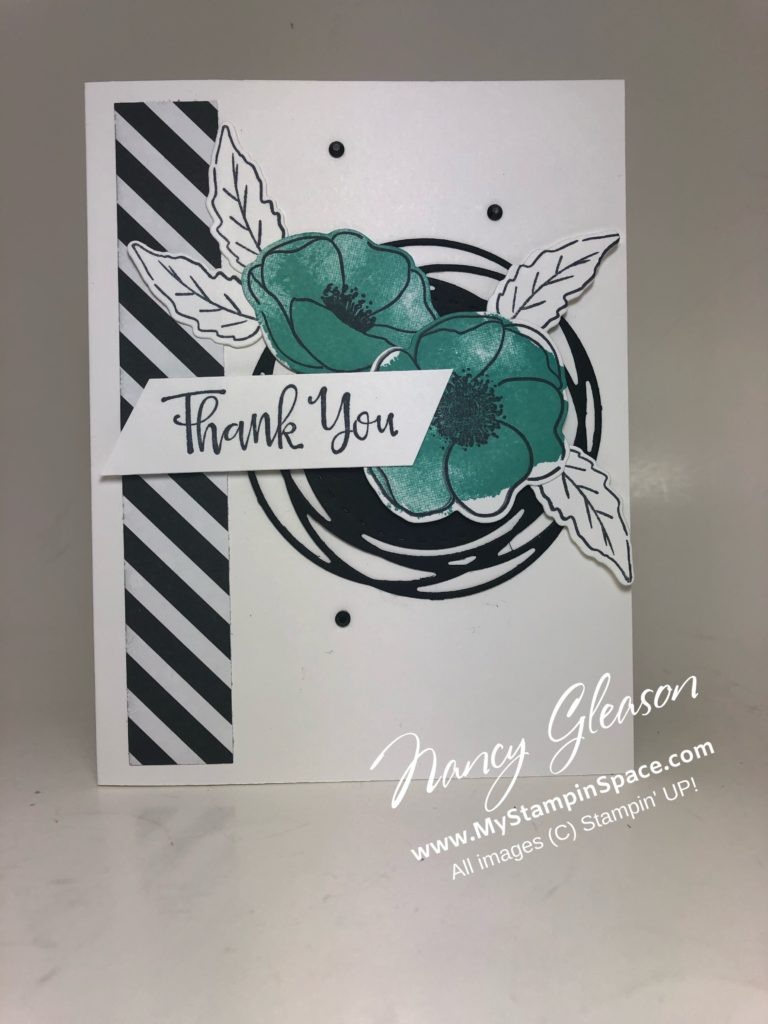 a simple Thank You Card made with the Peaceful Moments and Painted Poppies stamp set and the Painted Labels and Poppy Moments dies. 