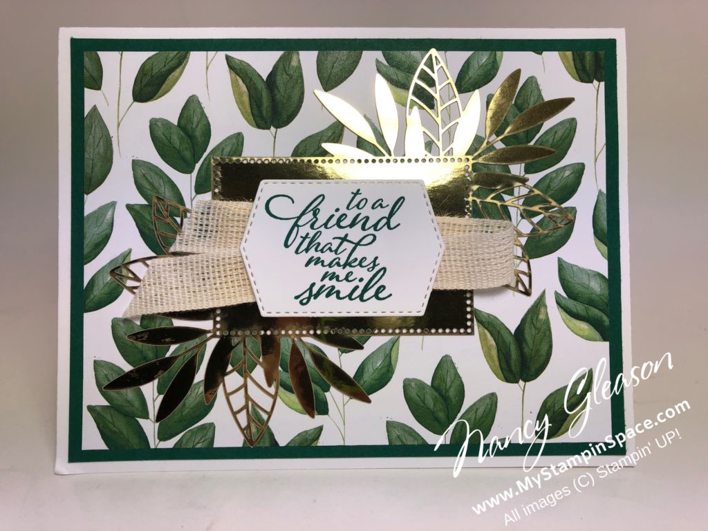 Forever Greenery and Gold Laser-Cut Specialty DSP by Nancy Gleason of My Stampin Space